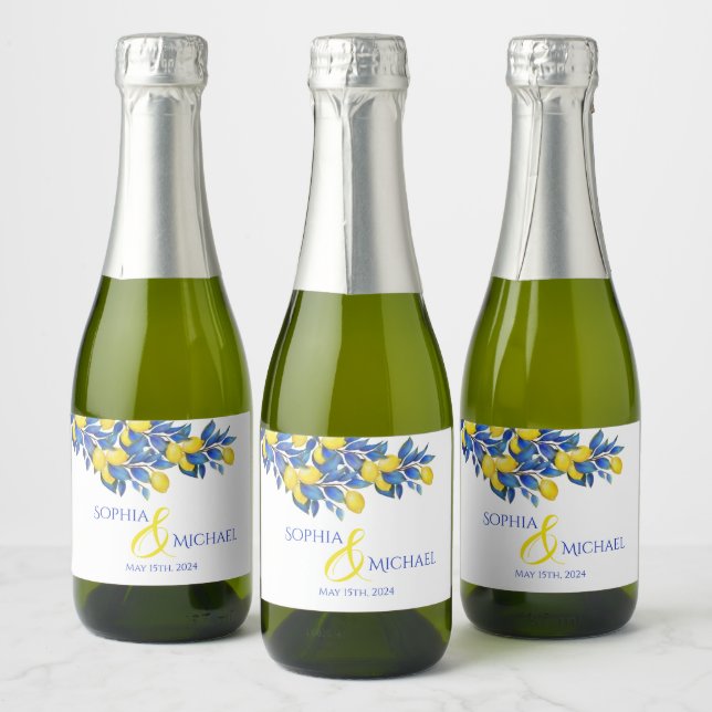 Étiquettes Pour Bouteilles De Vin Mousseux Méditerranée-citrons-Mariage (Bouteilles)