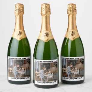 Étiquettes Pour Bouteilles De Vin Mousseux Meilleure maman du monde jamais heureux mère's day