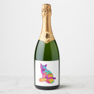 Étiquettes Pour Bouteilles De Vin Mousseux Meowphosis de pain - Glitchy Funny Chat Meme