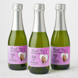 Étiquettes Pour Bouteilles De Vin Mousseux Merci 50 et fabuleux violet Anniversaire Mini