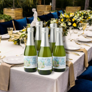 Étiquettes Pour Bouteilles De Vin Mousseux Merci Gazebo fleurs colombes Mariage cadeau de lux