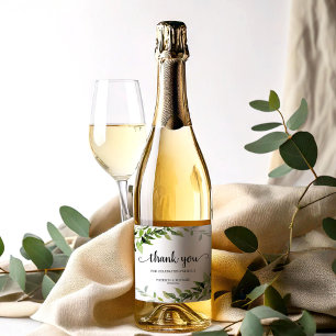 Étiquettes Pour Bouteilles De Vin Mousseux Merci Greenery Mariage