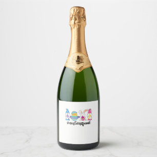 Étiquettes Pour Bouteilles De Vin Mousseux Mignonne Gnomies Bunnies Squad Jour de Pâques Funk