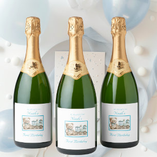 Étiquettes Pour Bouteilles De Vin Mousseux Mignonne Tous À Bord Première Année Anniversaire
