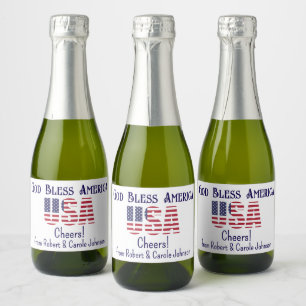 Étiquettes Pour Bouteilles De Vin Mousseux Mini Bouteilles Drapeau USA 4 juillet Rouge Blanc