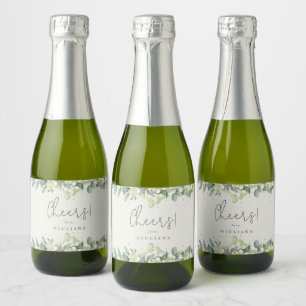 Étiquettes Pour Bouteilles De Vin Mousseux Mini crème de neige et eucalyptus pour enterrement