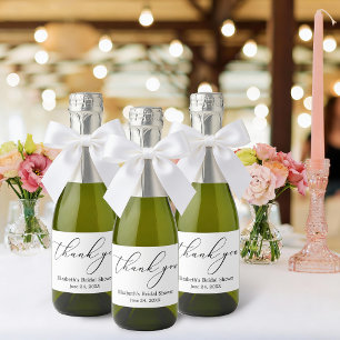 Étiquettes Pour Bouteilles De Vin Mousseux Mini Fête des mariées de calligraphie minimaliste