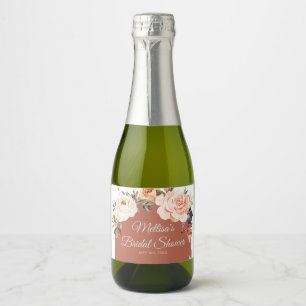 Étiquettes Pour Bouteilles De Vin Mousseux Mini floral citrouille orange brûlé