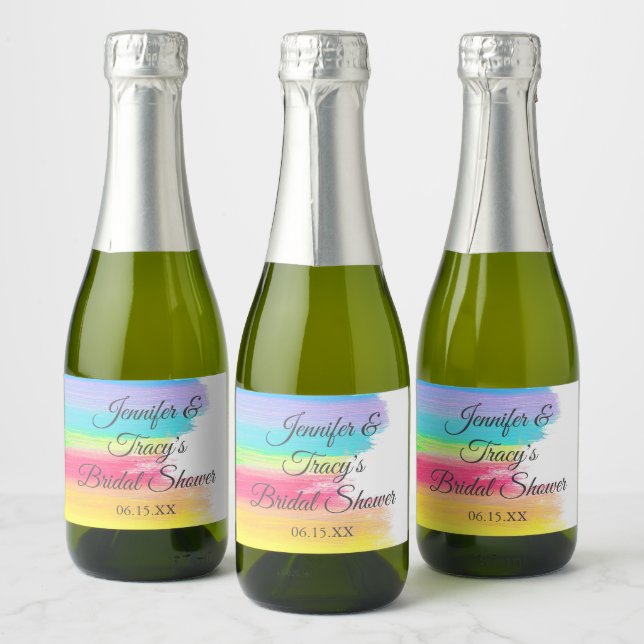 Étiquettes Pour Bouteilles De Vin Mousseux Mini Mariage Élégant Arc-en-Ciel Personnalisé (Bouteilles)