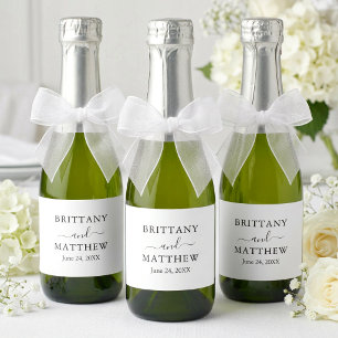 Étiquettes Pour Bouteilles De Vin Mousseux Mini minimaliste moderne Mariage simple