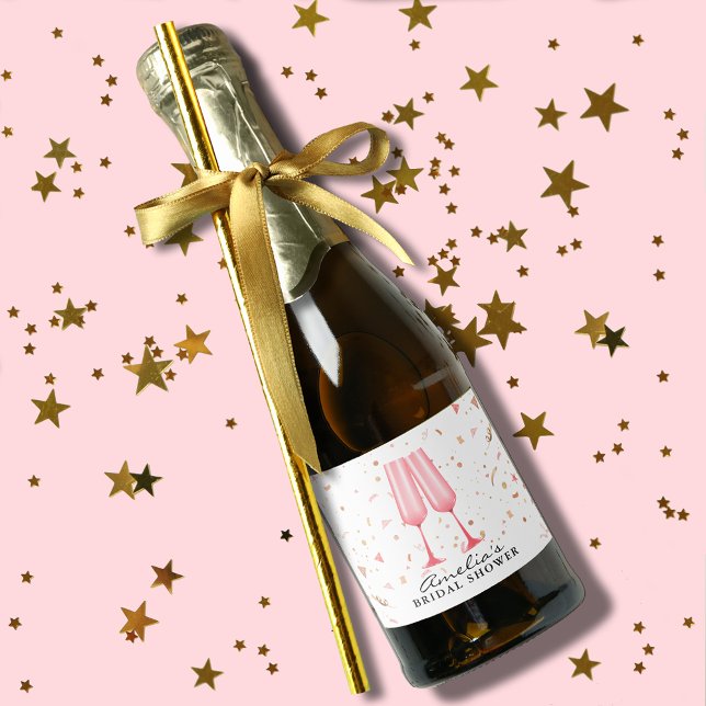 Étiquettes Pour Bouteilles De Vin Mousseux Mini Réception de Mariage Brunch et Bulles (Brunch and Bubbly bridal shower mini champagne bottle labels, use to serve or give as favors)
