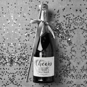 Étiquettes Pour Bouteilles De Vin Mousseux Mini Rose noire et blanche pour la fête de mariage