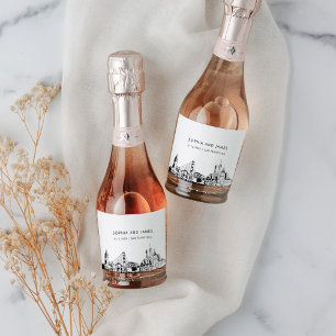 Étiquettes Pour Bouteilles De Vin Mousseux Mini Skyline de San Francisco