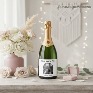 Étiquettes Pour Bouteilles De Vin Mousseux Minimalist Boutique Arch Photo Wedding Champagne 