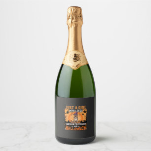 Étiquettes Pour Bouteilles De Vin Mousseux Modèle de chien sorcière fille Halloween Berger Al