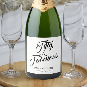 Étiquettes Pour Bouteilles De Vin Mousseux Moderne Cinquante ans et Fantastique Fête d'annive