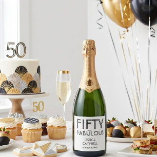 Étiquettes Pour Bouteilles De Vin Mousseux Moderne Cinquante ans et Incroyable Fête d'anniver