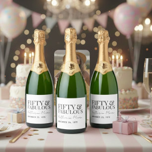 Étiquettes Pour Bouteilles De Vin Mousseux Moderne Cinquante et Fantastique Gras 50e Annivers
