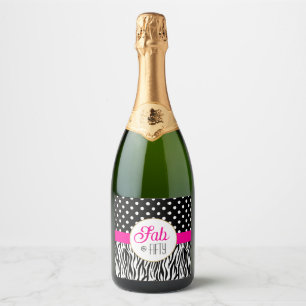 Étiquettes Pour Bouteilles De Vin Mousseux Moderne Gras Cinquante & Incroyable Fête d'anniver