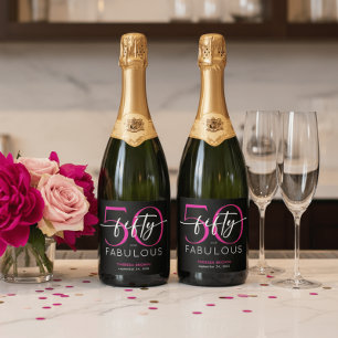 Étiquettes Pour Bouteilles De Vin Mousseux Moderne Minimaliste Rose Cinquante Fantastique Ann