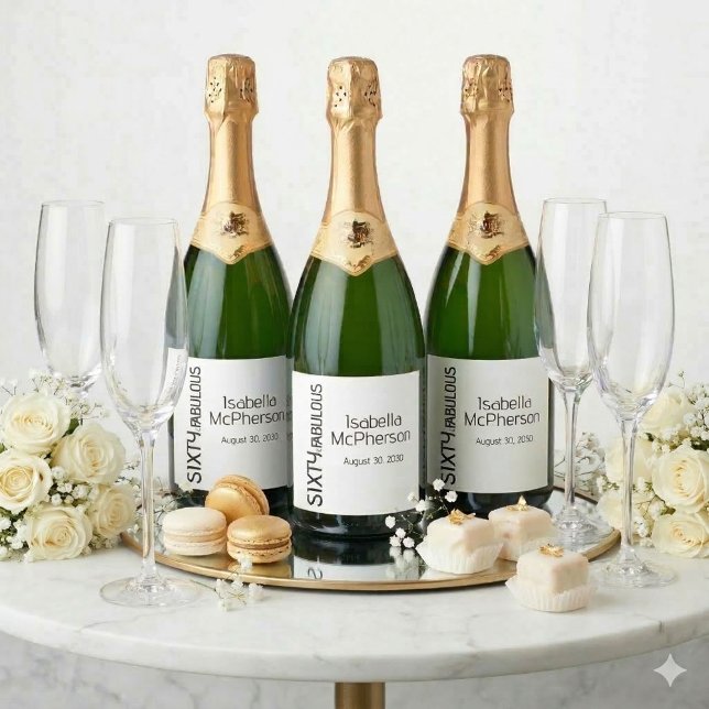 Étiquettes Pour Bouteilles De Vin Mousseux Moderne Soixante ans et Incroyable Fête d'annivers (Créateur téléchargé)