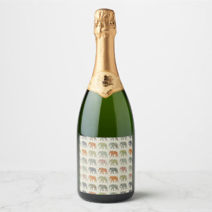 Étiquettes Pour Bouteilles De Vin Mousseux Motif contemporain d'éléphant animal coloré