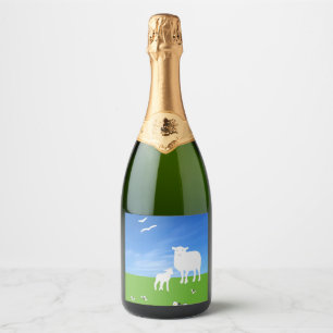 Étiquettes Pour Bouteilles De Vin Mousseux Mouton et Agneau de Pâques