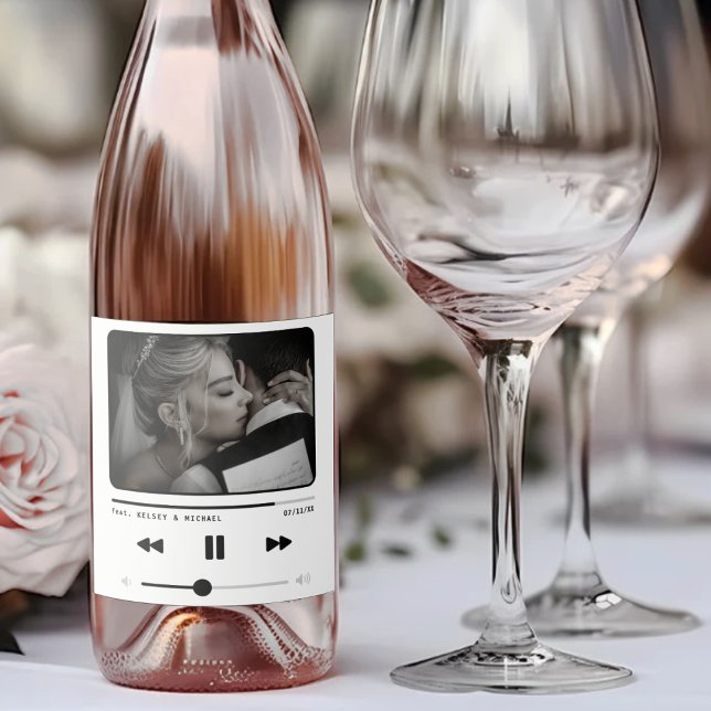Étiquettes Pour Bouteilles De Vin Mousseux Musique MP3 Lecteur Mariage blanc (Music MP3 Player Wedding White Sparkling Wine Label
)