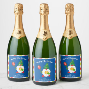 Étiquettes Pour Bouteilles De Vin Mousseux 🎾 Nain de Noël mignon avec balle de tennis