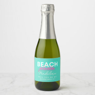 Étiquettes Pour Bouteilles De Vin Mousseux Neon Beach S'Il Vous Plaît Turquoise Serez-Vous Mo