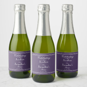 Étiquettes Pour Bouteilles De Vin Mousseux Noces Favors Dusty Purple Names Script mignon Mini
