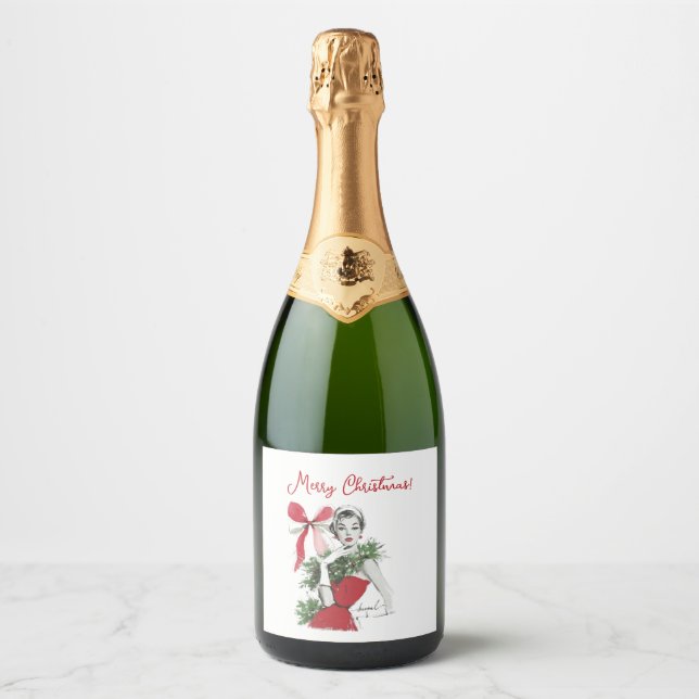 Étiquettes Pour Bouteilles De Vin Mousseux Noël  (Devant)
