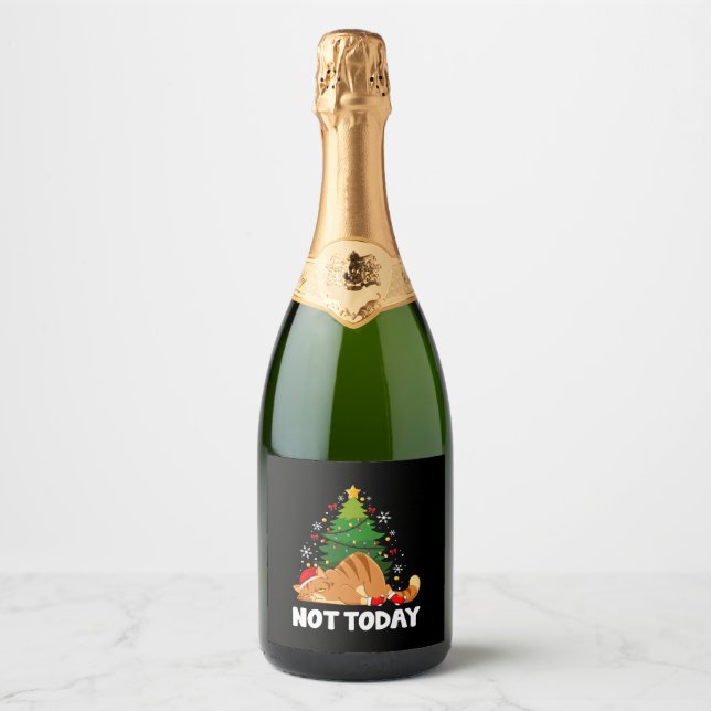 Étiquettes Pour Bouteilles De Vin Mousseux Noël du chat (Devant)