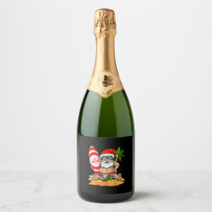 Étiquettes Pour Bouteilles De Vin Mousseux Noël en été amusant Père Noël Hawaiian Beach