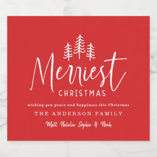 Étiquettes Pour Bouteilles De Vin Mousseux Noël le plus joyeux Noël de forêt minimale