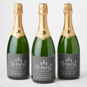 Étiquettes Pour Bouteilles De Vin Mousseux Noël le plus joyeux Noël de la forêt minimale