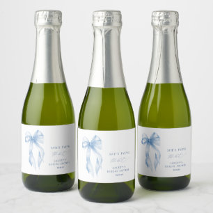 Étiquettes Pour Bouteilles De Vin Mousseux Nœud élégant poussiéreux ruban bleu pour douche de