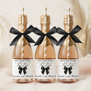 Étiquettes Pour Bouteilles De Vin Mousseux Noeud noir nouant ses trente ans 40e anniversaire