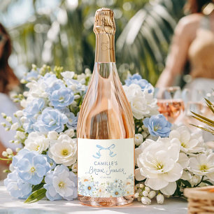 Étiquettes Pour Bouteilles De Vin Mousseux Noeud papillon bleu et floral Mariage 