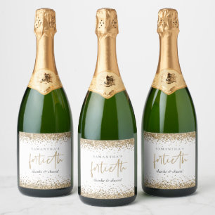 Étiquettes Pour Bouteilles De Vin Mousseux Nom de la Parties scintillant d'or Soirée pour le 