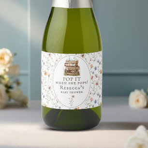 Étiquettes Pour Bouteilles De Vin Mousseux Nouveau baby shower de chapitre, pop-it quand elle