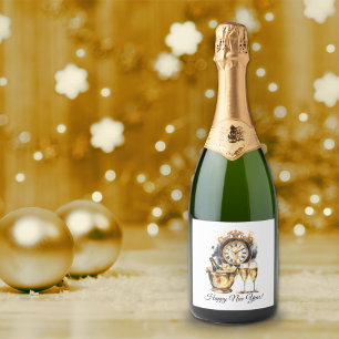 Étiquettes Pour Bouteilles De Vin Mousseux Nouvel An noir et or