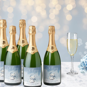 Étiquettes Pour Bouteilles De Vin Mousseux Oh Boy Winter Baby shower des bois