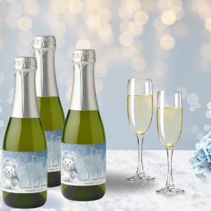 Étiquettes Pour Bouteilles De Vin Mousseux Oh Boy Winter Baby shower des bois