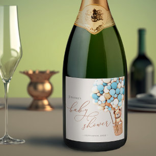 Étiquettes Pour Bouteilles De Vin Mousseux On Peut Attendre ! Baby shower Sparkling Wine Lab