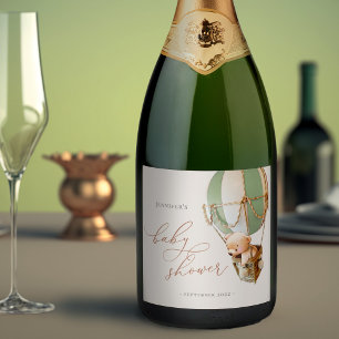 Étiquettes Pour Bouteilles De Vin Mousseux On Peut Attendre ! Baby shower Sparkling Wine Lab