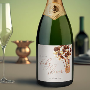 Étiquettes Pour Bouteilles De Vin Mousseux On Peut Attendre ! Baby shower Sparkling Wine Lab