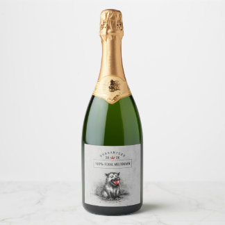 Étiquettes Pour Bouteilles De Vin Mousseux Opossum de Noël Poubelle Branché Mâchant un Orneme