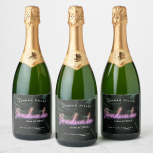 Étiquettes Pour Bouteilles De Vin Mousseux Palmiers Tropicaux Luxuriants   Lumières Néon pour