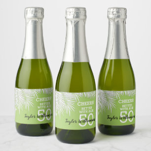 Étiquettes Pour Bouteilles De Vin Mousseux Palms Green Anniversaire Mini